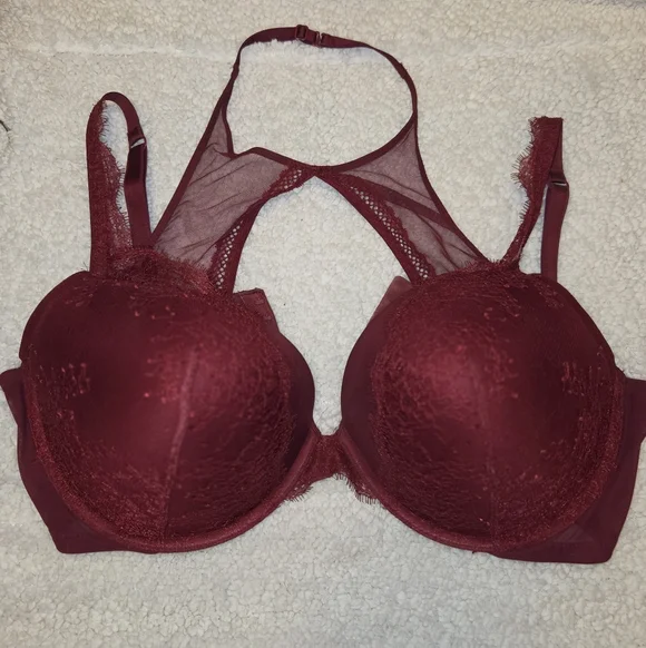 Victoria's Secret: Very Sexy Push-up Harness Burgundy Red Lace Bra. Size 40DD. - Picture 4 of 15